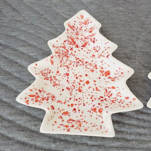 Vintage 70s Ceramic Christmas Tree Candy Nut Dishes X3 Nesting Speckled Confetti - Picture 5 of 11